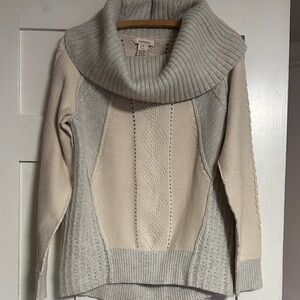 Sundance Gray and Cream Cowl Neck Sweater